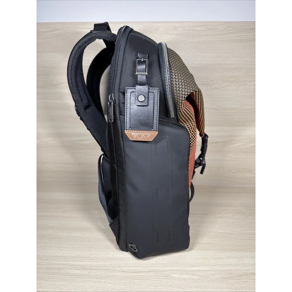 Tumi Barksdale Backpack‎ Orange Green Geometric Laptop Bag Large Carryon Snap